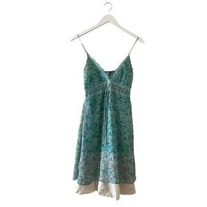 Estam V- Neck Adjustable  Bohemian Festival Spaghetti Straps Floral Dress #1000